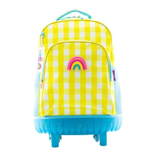 oddbi Happy Check LED Trolley Bag-yellow | Trolley backpack, trolley, led trolley, wheeled backpack, carrier backpack, children's suitcase