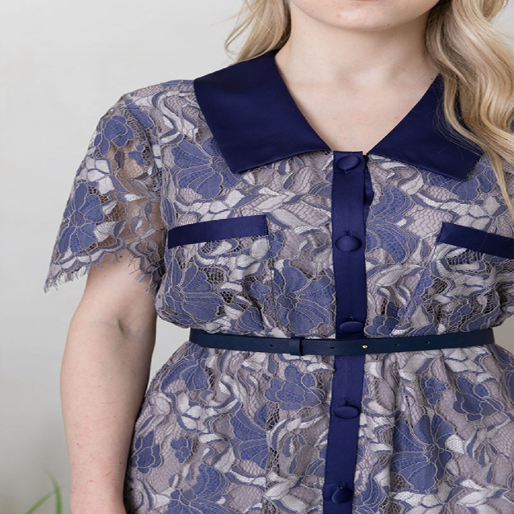 LUNA FLOWER TWOTONE LACE ONEPIECE